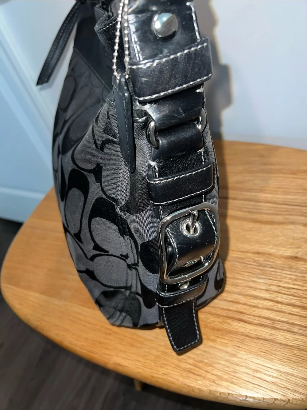 Coach Signature C Hobo Shoulder Bag | Black/Gray Jacquard | Late 2000s Y2K
